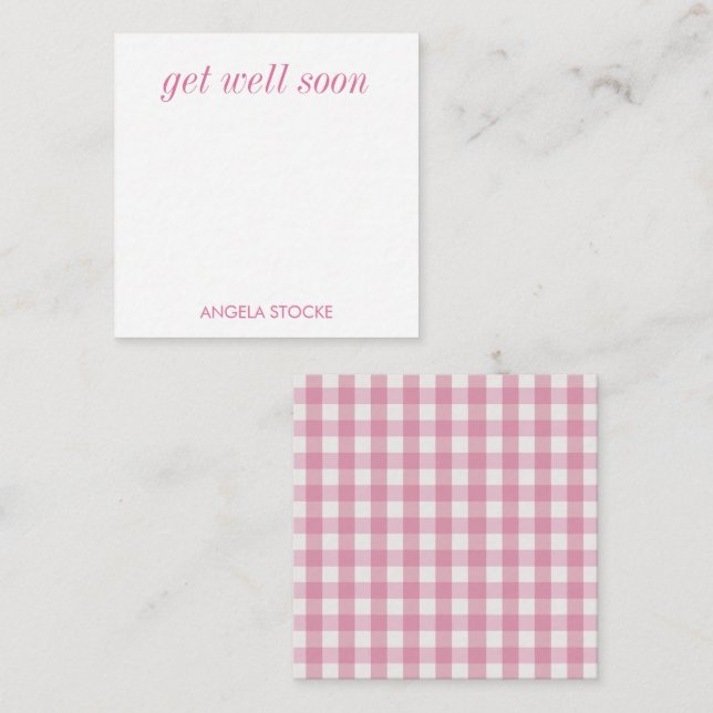 Personalised Pink White Gingham Card (Front/Back)