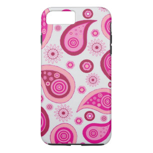 Personalised Pink & White Girly Paisley iPhone 8 Plus/7 Plus Case
