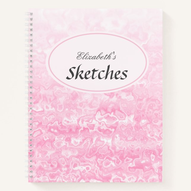 Personalised Pink White Marble Sketch Notebook (Front)
