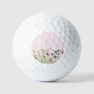 Personalised Pink Wildflower Floral  Golf Balls