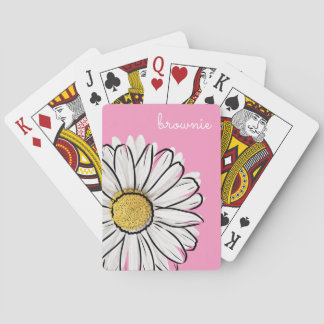 Personalised Pink & Yellow Daisy Poker Cards