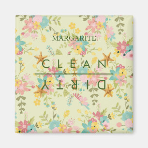 Personalised Pink Yellow Green Florals Magnet
