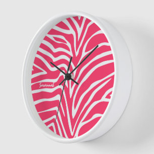 Personalised Pink Zebra Wall Clock