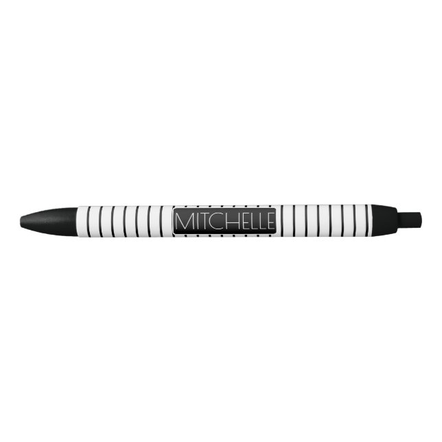 Personalised Pinstriped WBP1 Black Ink Pen (Front)