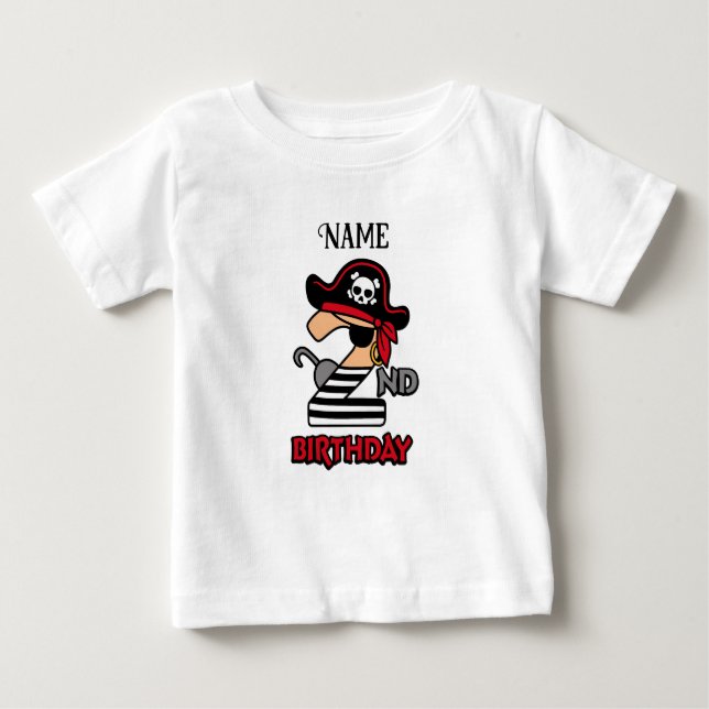 Personalised Pirate 2nd birthday t-shirt (Front)