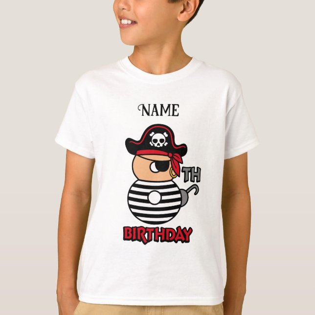 Personalised Pirate 8th birthday t-shirt (Front)