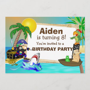 Personalised Pirate and Shark Birthday Invitation
