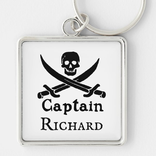 Personalised Pirate Captain Key Ring (Front)
