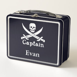 Personalised Pirate Captain Metal Lunch Box