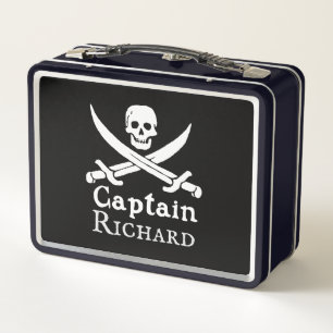 Personalised Pirate Captain Metal Lunchbox