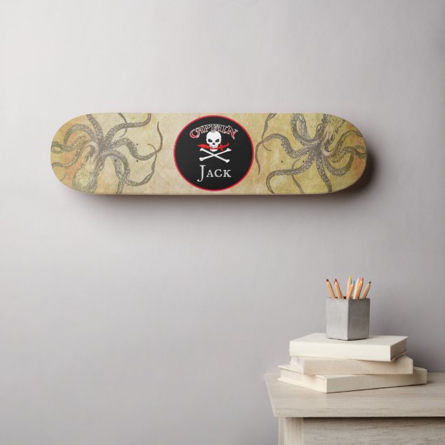Personalised Pirate Captain Skateboard (Wall Art (Horz))