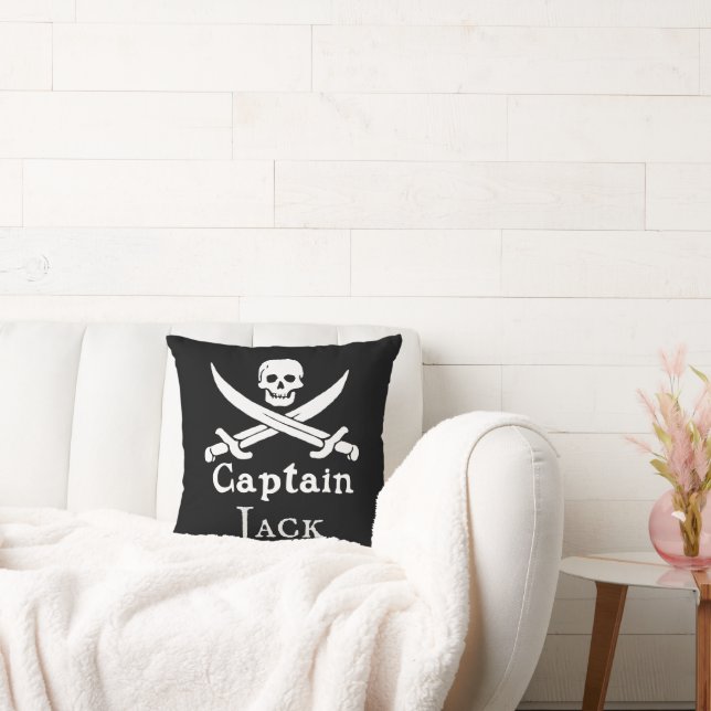 Personalised Pirate Captain Throw Pillow (Couch)