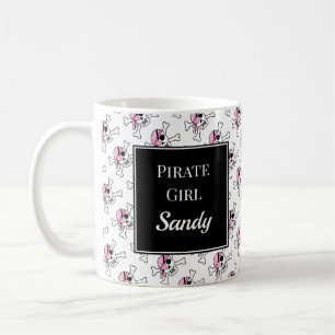 Personalised Pirate Girl Coffee Cup Mug with Pink