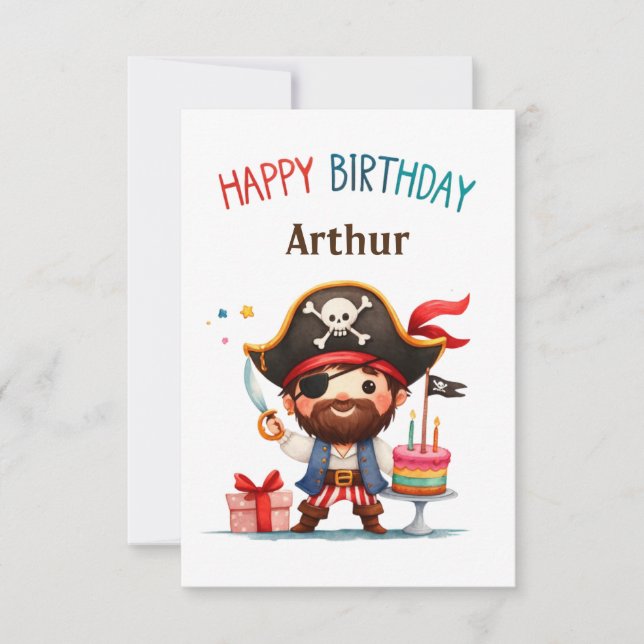 Personalised Pirate Happy Birthday Card (Front)