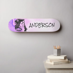 Personalised  Pirate Lady Purple Skateboard