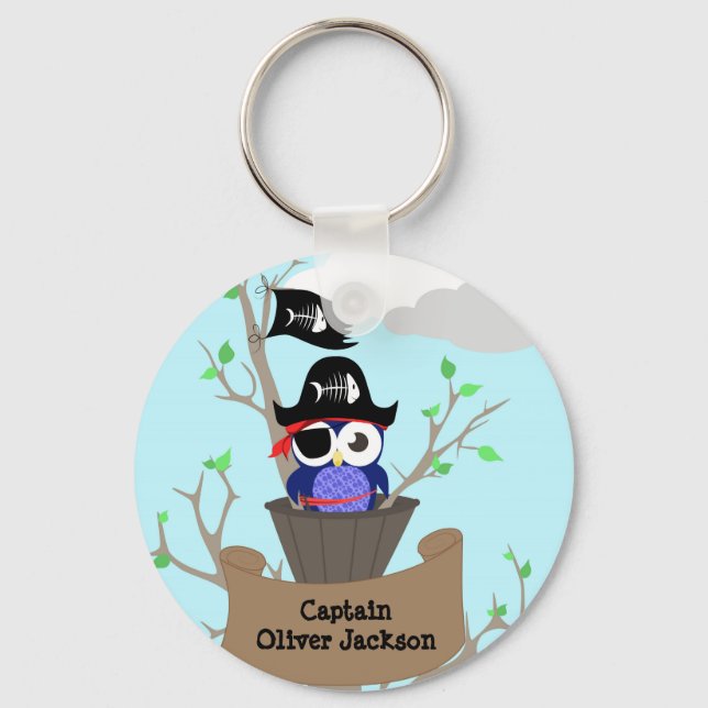 Personalised Pirate Nursery Design Key Ring (Front)