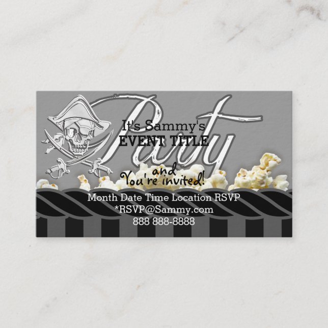 Personalised Pirate Party Enclosure Card (Front)