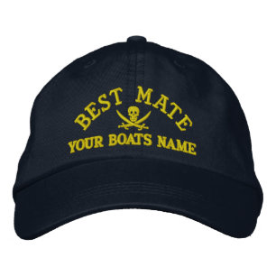 Personalised pirate sailing best mate embroidered hat