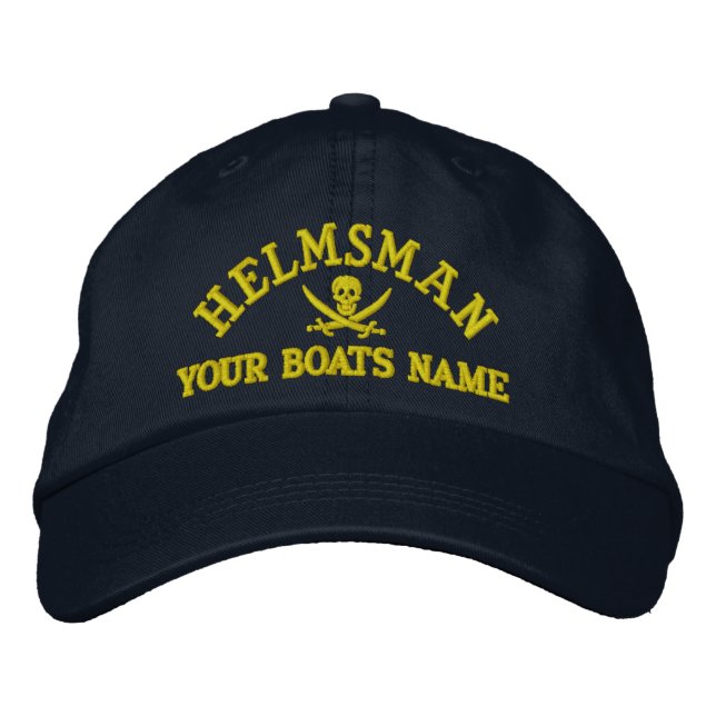 Personalised pirate sailing helmans embroidered hat (Front)
