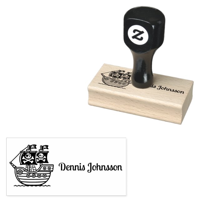 Personalised Pirate Ship Rubber Stamp (Stamped)