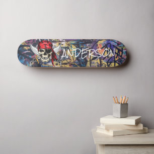 Personalised  Pirate Ship Skull Skateboard
