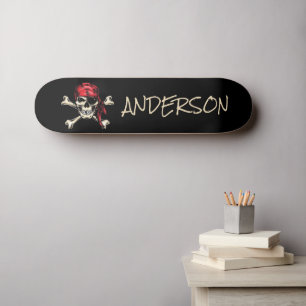 Personalised Pirate Skull Skateboard