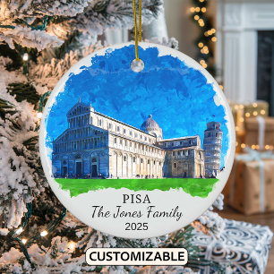 Personalised Pisa Ornament, Italy Ceramic Ornament