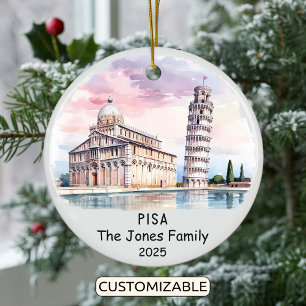 Personalised Pisa Ornament, Italy Ceramic Ornament