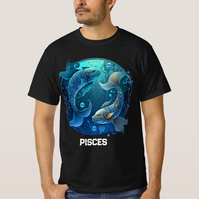 Personalised Pisces Zodiac Astrology Birthday Gift T-Shirt (Front)