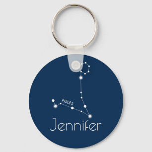 Personalised Pisces Zodiac Constellation Key Ring