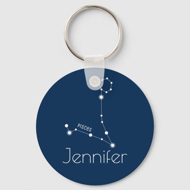 Personalised Pisces Zodiac Constellation Key Ring (Front)