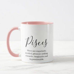 "Personalised Pisces Zodiac sign Name and traits Mug