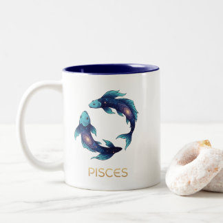 "Personalised Pisces Zodiac sign Name and traits Two-Tone Coffee Mug