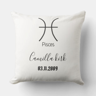 Personalised Pisces  zodiac symbol Throw Pillow