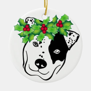 Personalised Pit Bull Christmas Ceramic Ornament