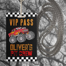 Personalised Pit Crew Monster Truck VIP Pass