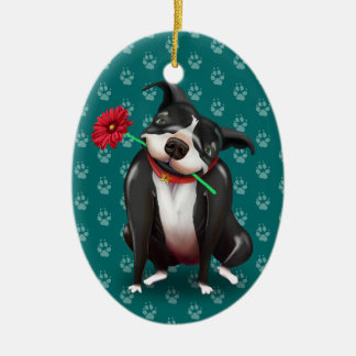 Personalised Pitbull Christmas Ornaments | Blue