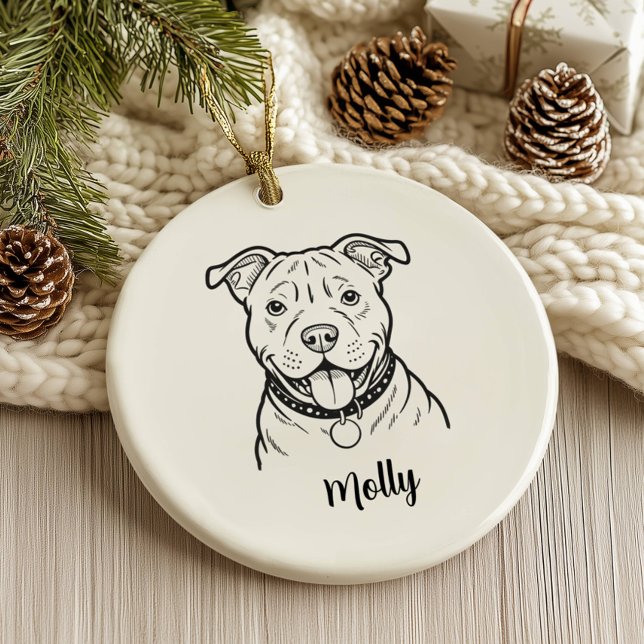 Personalised Pitbull Dog Christmas Ceramic Ornament (Creator Uploaded)