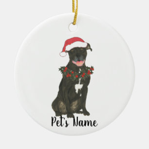 Personalised Pitbull Staffy (Black) Ceramic Ornament