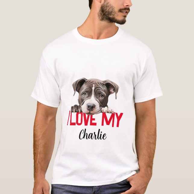 Personalised Pitbull Valentine's Day T-Shirt (Front)
