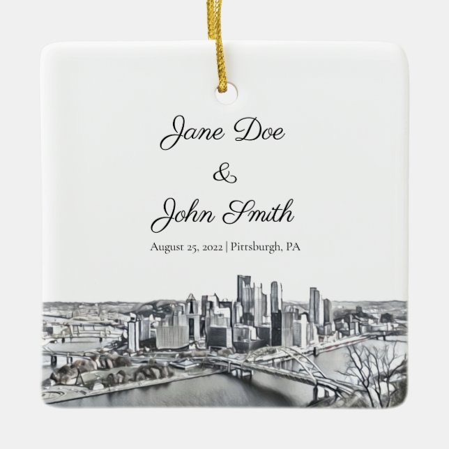 Personalised Pittsburgh Ceramic Ornament (Front)