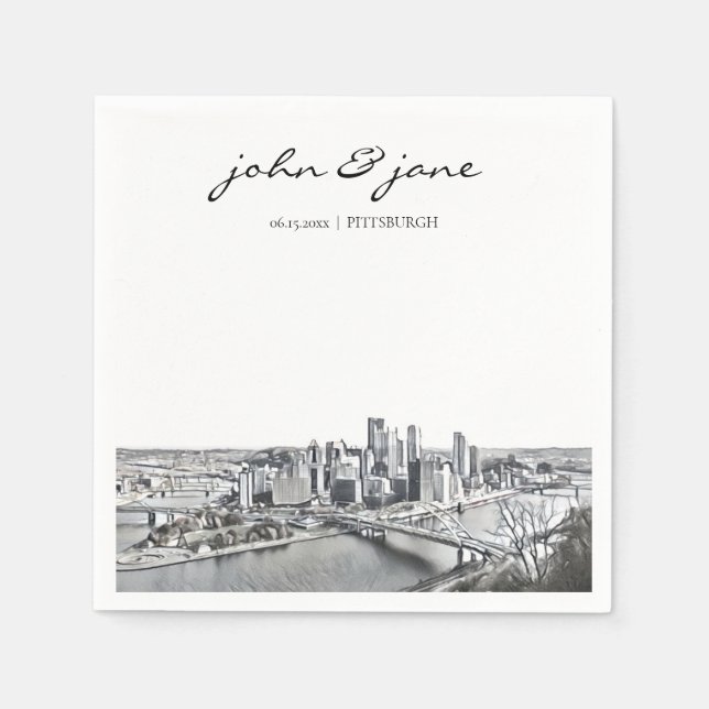 Personalised Pittsburgh Cocktail Napkin (Front)