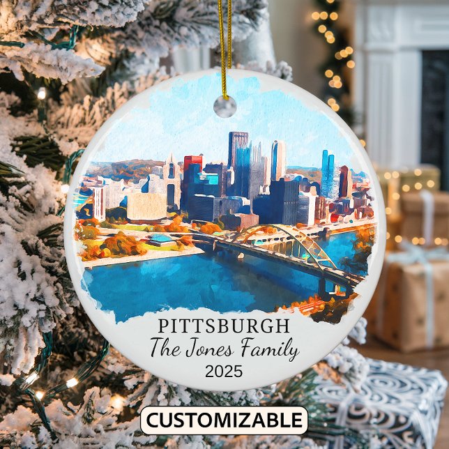 Personalised Pittsburgh Ornament, Kansas Gift Ceramic Ornament (Creator Uploaded)