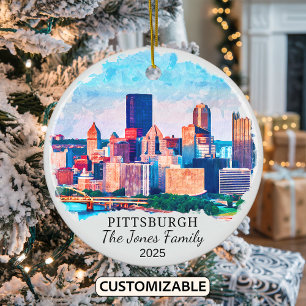 Personalised Pittsburgh Ornament, Pennsylvania Ceramic Ornament