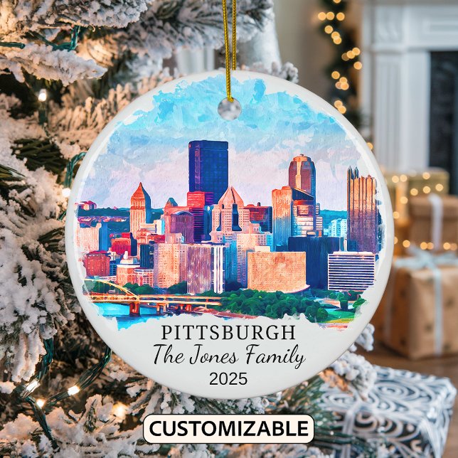 Personalised Pittsburgh Ornament, Pennsylvania Ceramic Ornament (Creator Uploaded)