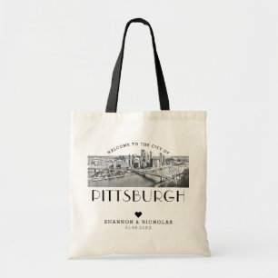 Personalised Pittsburgh Wedding Welcome Tote Bag