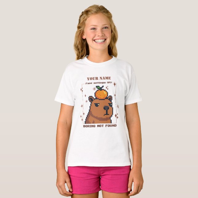 Personalised Pixel Capybara T-Shirt — Custom Name  (Front Full)