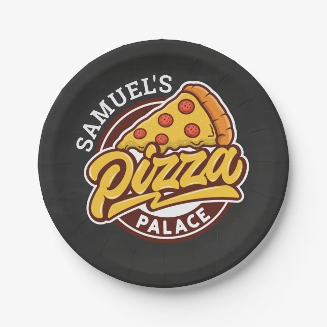 Personalised Pizza Palace Birthday Party, Any Age Paper Plate (Front)
