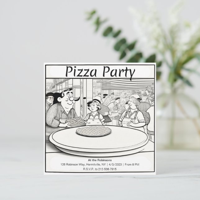 Personalised Pizza Party Invitation (Standing Front)