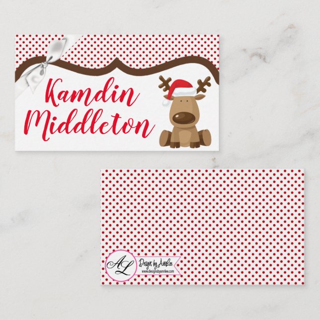 Personalised Place Cards Reindeer Christmas XMAS P (Front/Back)